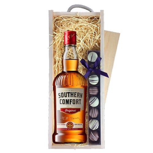 Southern Comfort & Heart Truffles, Wooden Box